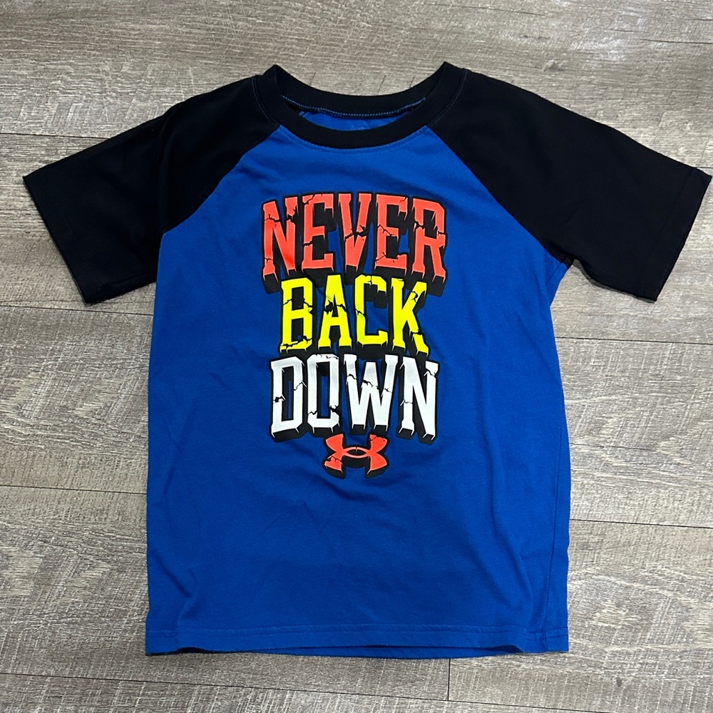 Under Armour Kids Blue Tee with Bold Graphic